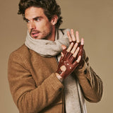 Liam (braun) – klassische fingerlose Herren-Autohandschuhe aus Lammleder