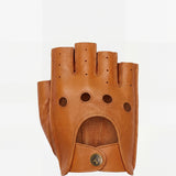 Liam (cognac) – klassische fingerlose Herren-Autohandschuhe aus Lammleder