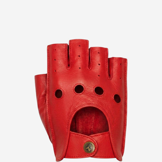 Liam (rot) – klassische fingerlose Herren-Autohandschuhe aus Lammleder