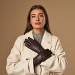 Lily (dunkelbraun) - Schafslederhandschuhe mit warmem Fleece-Futter und Touchscreen-Funktion - Schwartz & von Halen DE - Premium Lederhandschuhe - 5