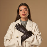Lily (dunkelbraun) - Schafslederhandschuhe mit warmem Fleece-Futter und Touchscreen-Funktion - Schwartz & von Halen DE - Premium Lederhandschuhe - 5