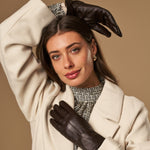 Lily (dunkelbraun) - Schafslederhandschuhe mit warmem Fleece-Futter und Touchscreen-Funktion - Schwartz & von Halen DE - Premium Lederhandschuhe - 7