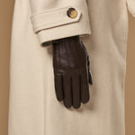 Lily (dunkelbraun) - Schafslederhandschuhe mit warmem Fleece-Futter und Touchscreen-Funktion - Schwartz & von Halen DE - Premium Lederhandschuhe - 8