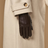 Lily (dunkelbraun) - Schafslederhandschuhe mit warmem Fleece-Futter und Touchscreen-Funktion - Schwartz & von Halen DE - Premium Lederhandschuhe - 8