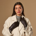 Lily (dunkelbraun) - Schafslederhandschuhe mit warmem Fleece-Futter und Touchscreen-Funktion - Schwartz & von Halen DE - Premium Lederhandschuhe - 9