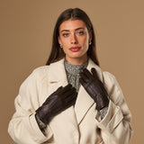 Lily (dunkelbraun) - Schafslederhandschuhe mit warmem Fleece-Futter und Touchscreen-Funktion - Schwartz & von Halen DE - Premium Lederhandschuhe - 9
