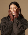 Cognac brown leather gloves with warm fleece lining, long cuffs, smooth finish
