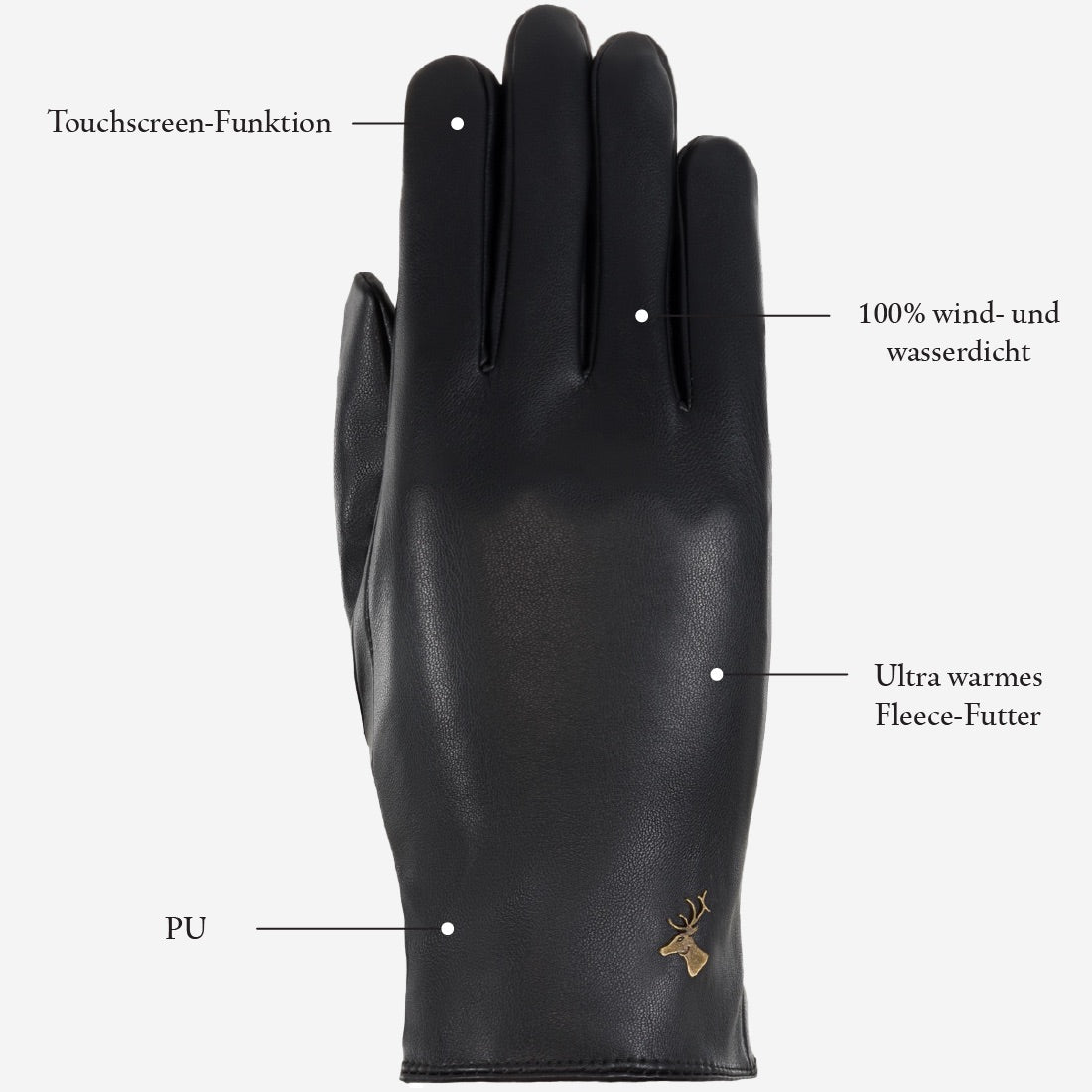 kunstleder handschuhe gefüttert Kunstlederhandschuhe Damen Schwarz - Touchscreen