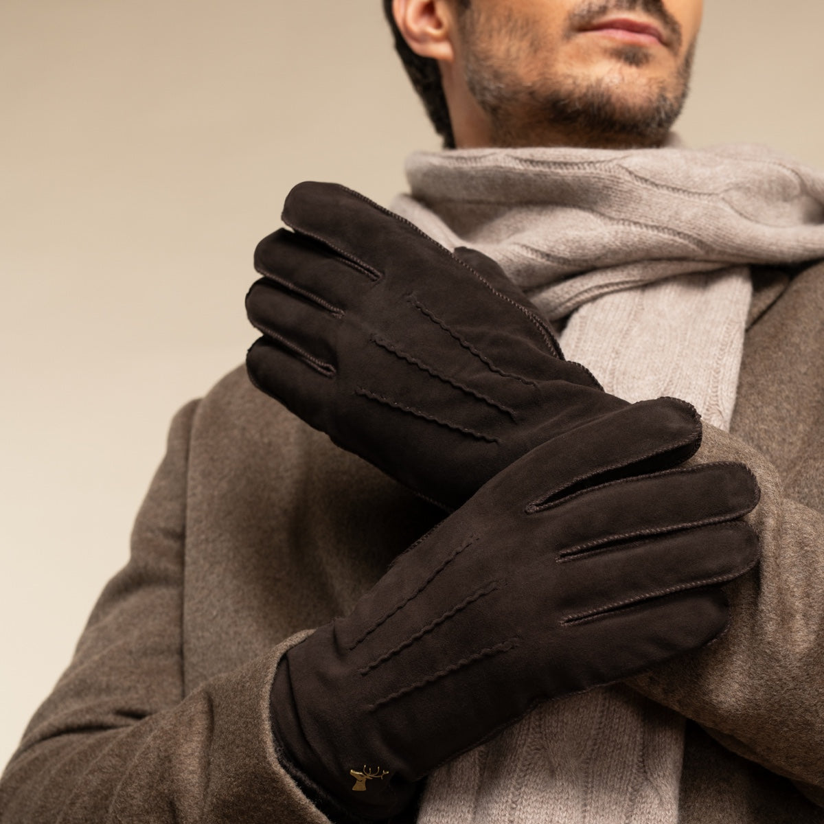 Matthew (braun) - Wildlederhandschuhe aus Ziegenleder mit luxuriösem Shearling-Futter - Schwartz & von Halen DE - Premium Lederhandschuhe - 7