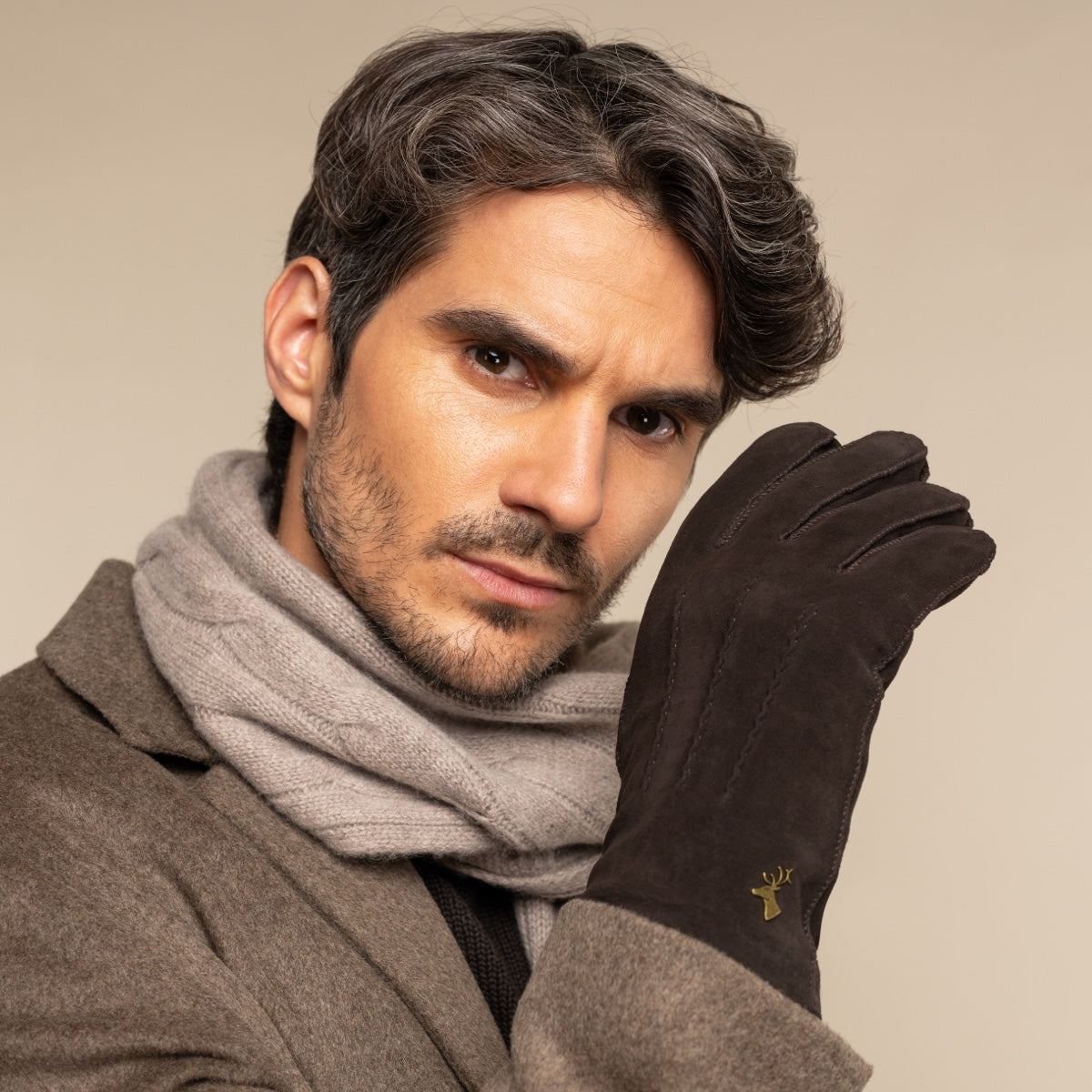 Matthew (braun) - Wildlederhandschuhe aus Ziegenleder mit luxuriösem Shearling-Futter - Schwartz & von Halen DE - Premium Lederhandschuhe - 8