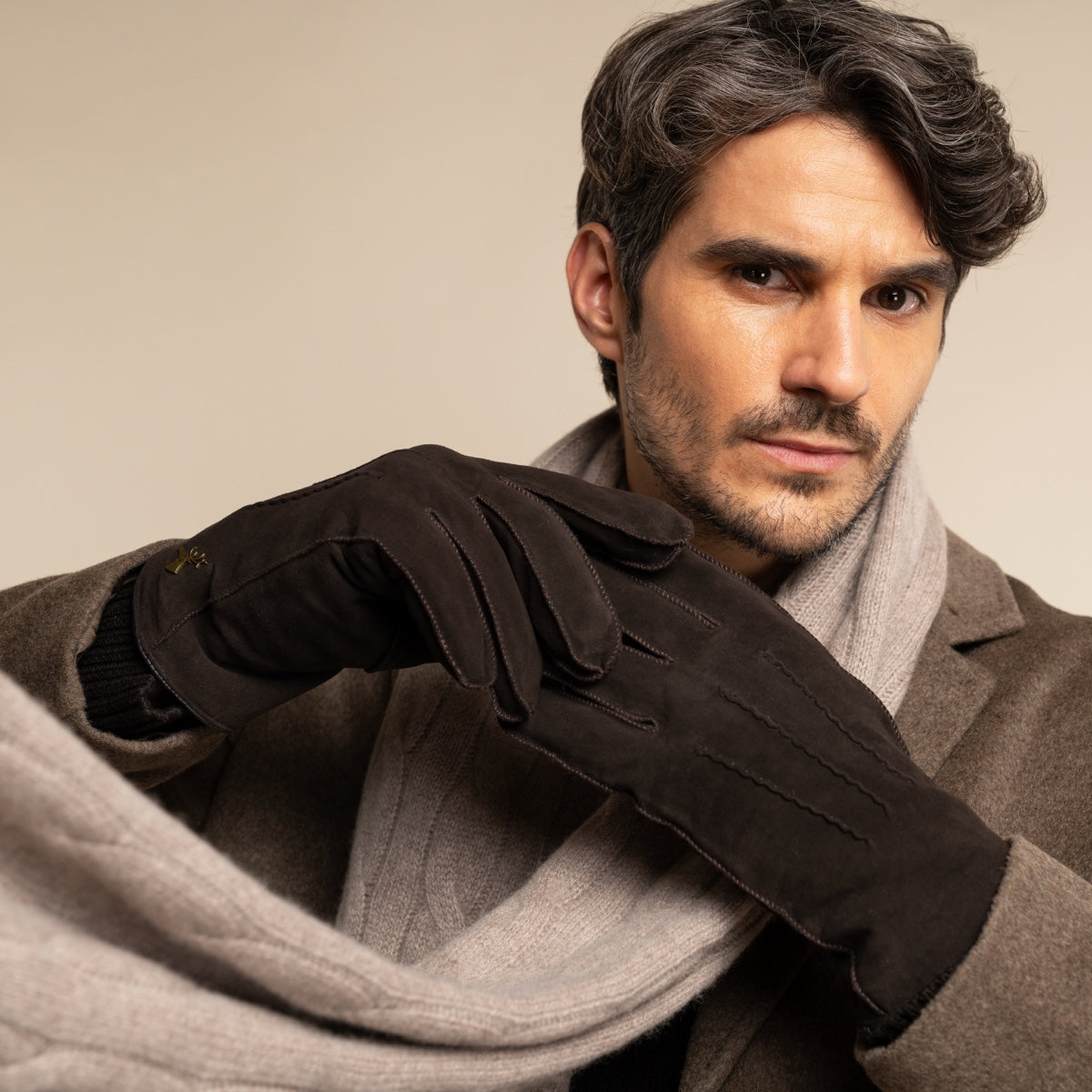 Matthew (braun) - Wildlederhandschuhe aus Ziegenleder mit luxuriösem Shearling-Futter - Schwartz & von Halen DE - Premium Lederhandschuhe - 12