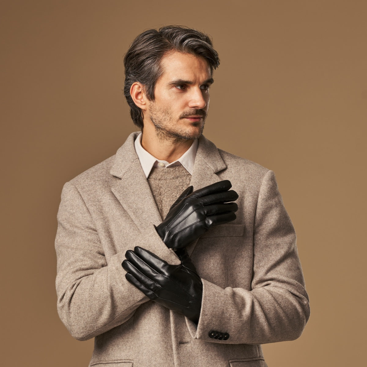 kunstleder handschuhe gefüttert Kunstlederhandschuhe Herren Schwarz - Touchscreen
