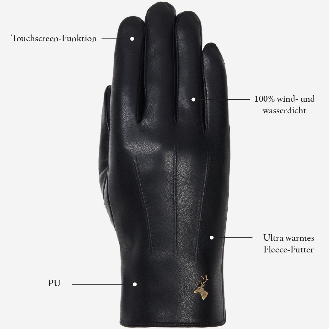 kunstleder handschuhe herren Kunstlederhandschuhe Herren Schwarz - Touchscreen