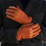 Benedict (cognac) – Exklusive Herrenhandschuhe aus Pekari-Leder mit Kaschmirfutter