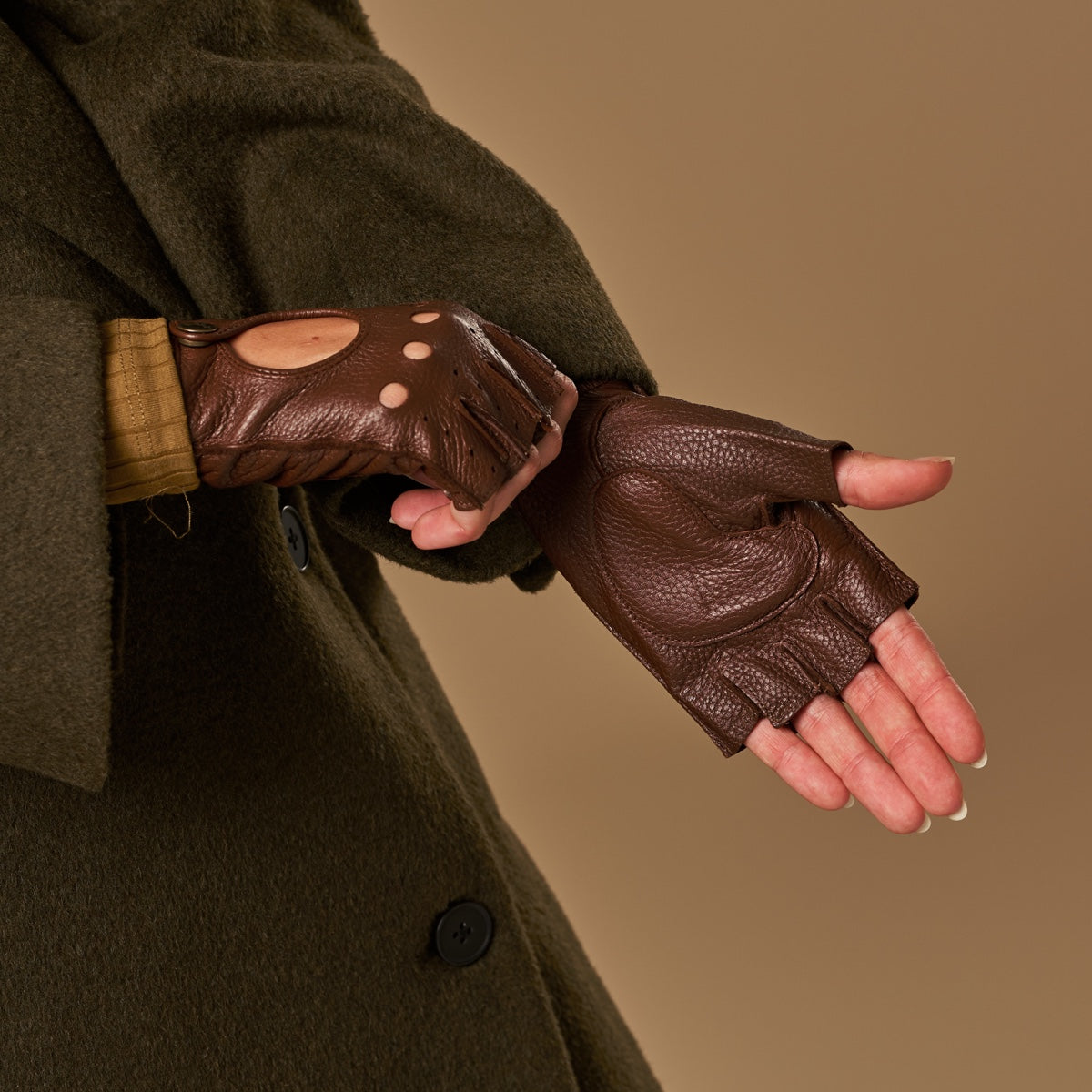 fingerlose handschuhe braun Fingerlose Autohandschuhe Damen - Braun