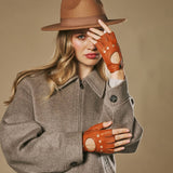Robyn (cognac) – luxuriöse fingerlose Fahrhandschuhe aus amerikanischem Hirschleder