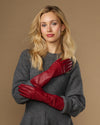 Rosemary Mid-forearm (rot) - Damenhandschuhe aus Lammleder mit Seidenfutter & Touchscreen-Funktion