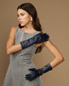 Rosemary Mid-forearm (marineblau) - Damenhandschuhe aus Lammleder mit Seidenfutter & Touchscreen-Funktion