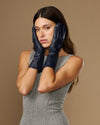 Rosemary Mid-forearm (marineblau) - Damenhandschuhe aus Lammleder mit Seidenfutter & Touchscreen-Funktion
