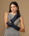 Rosemary Mid-forearm (marineblau) - Damenhandschuhe aus Lammleder mit Seidenfutter & Touchscreen-Funktion