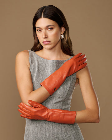 Rosemary Mid-forearm (orange) - Damenhandschuhe aus Lammleder mit Seidenfutter & Touchscreen-Funktion