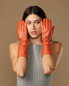 Rosemary Mid-forearm (orange) - Damenhandschuhe aus Lammleder mit Seidenfutter & Touchscreen-Funktion