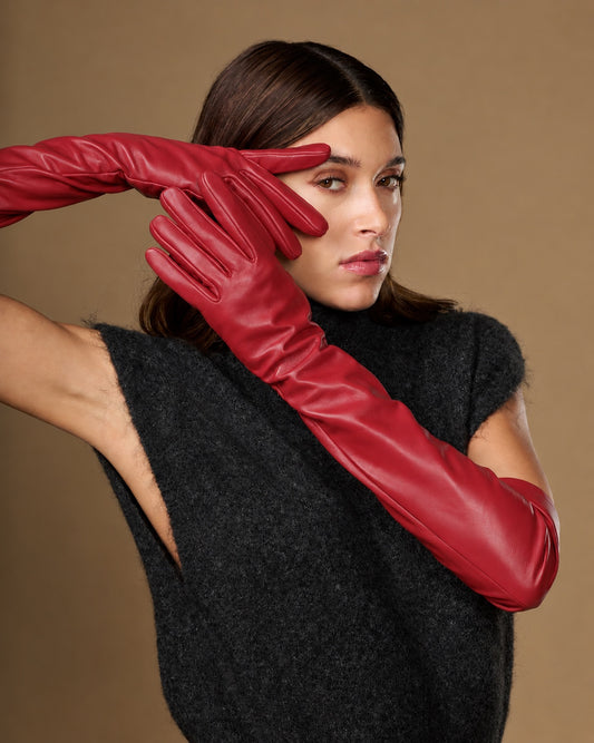 Rosemary Opera (rot) - Damenhandschuhe aus Lammleder mit Seidenfutter & Touchscreen-Funktion