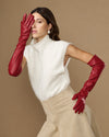 Rosemary Opera (rouge) - Gants pour femme en cuir d’agneau avec doublure en soie & fonction tactile