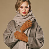 Roxanne (kamel) - Damen-Patchwork-Schafsfellhandschuhe mit warmem Schafspelzfutter