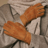 Roxanne (kamel) - Damen-Patchwork-Schafsfellhandschuhe mit warmem Schafspelzfutter
