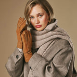 Roxanne (kamel) - Damen-Patchwork-Schafsfellhandschuhe mit warmem Schafspelzfutter