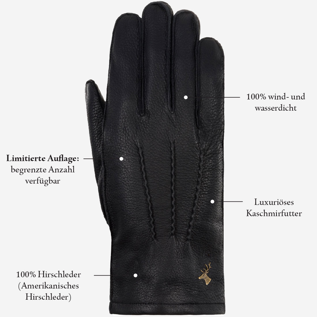 herren handschuhe kaschmir Lederhandschuhe Herren Schwarz Hirschleder