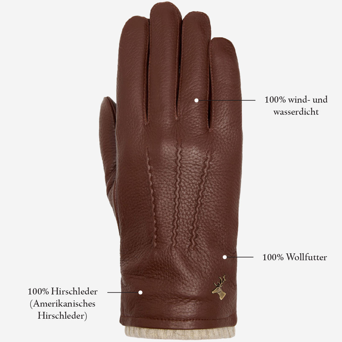 hirschleder handschuhe herren gefüttert Lederhandschuhe Herren Braun Hirschleder