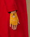 Selena (gelb) - Klassische fingerlose Lammleder-Autohandschuhe für Damen