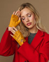 Selena (gelb) - Klassische fingerlose Lammleder-Autohandschuhe für Damen