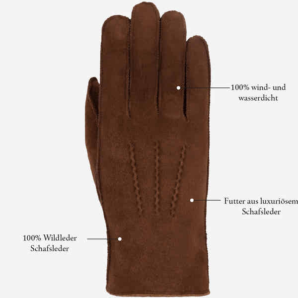 schaffell handschuhe herren Handschuhe Herren Braun Echte Schaffell-Handschuhe Unisex – Cognac Braun | Wildleder