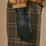 Sienna (schwarz) - luxuriöse Handschuhe aus amerikanischem Hirschleder mit reinem Kaschmirfutter
