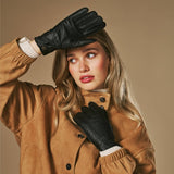 Sienna (schwarz) - luxuriöse Handschuhe aus amerikanischem Hirschleder mit reinem Kaschmirfutter