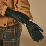Sienna (schwarz) - luxuriöse Handschuhe aus amerikanischem Hirschleder mit reinem Kaschmirfutter