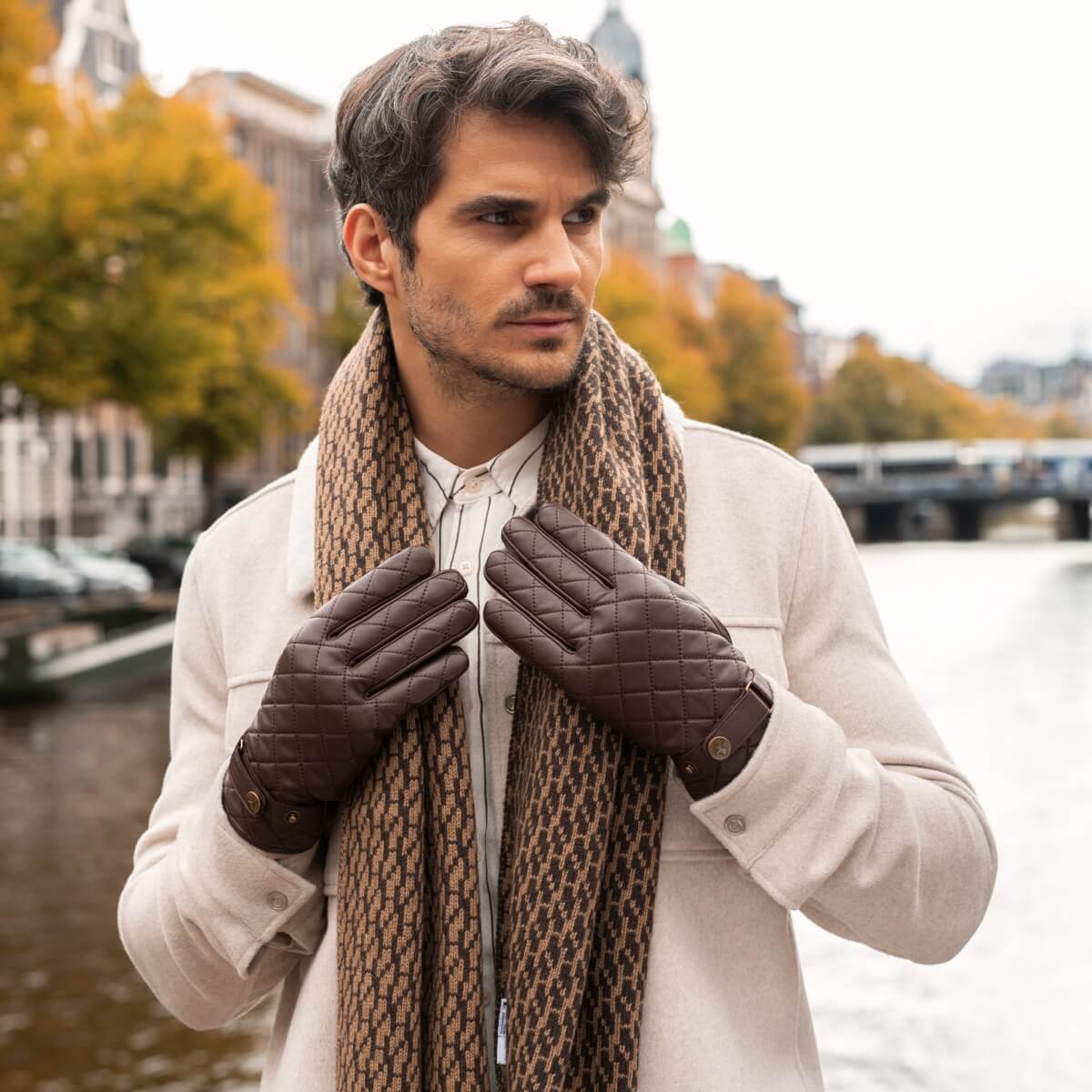 handschuhe touchscreen männer Kunstlederhandschuhe Herren Schwarz - Touchscreen