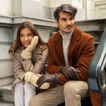 Sophia (beige) - Teddyfäustlinge aus Wildleder mit warmem Kunstpelzfutter  Schwartz & von Halen DE - Premium Lederhandschuhe - 7