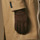 Taylor (braun) - Herren-Patchwork-Schafslederhandschuhe mit warmem Schafspelzfutter