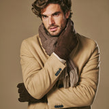 Taylor (braun) - Herren-Patchwork-Schafslederhandschuhe mit warmem Schafspelzfutter