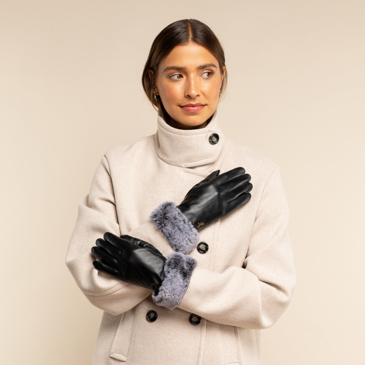 handschuhe luxus Luxus Lederhandschuhe Schwarz - Touchscreen - Kunstpelz
