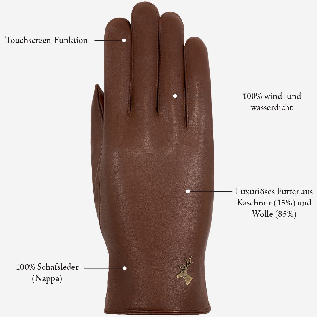 fahrradhandschuhe leder braun Lederhandschuhe Damen Braun - Kaschmir Gefüttert