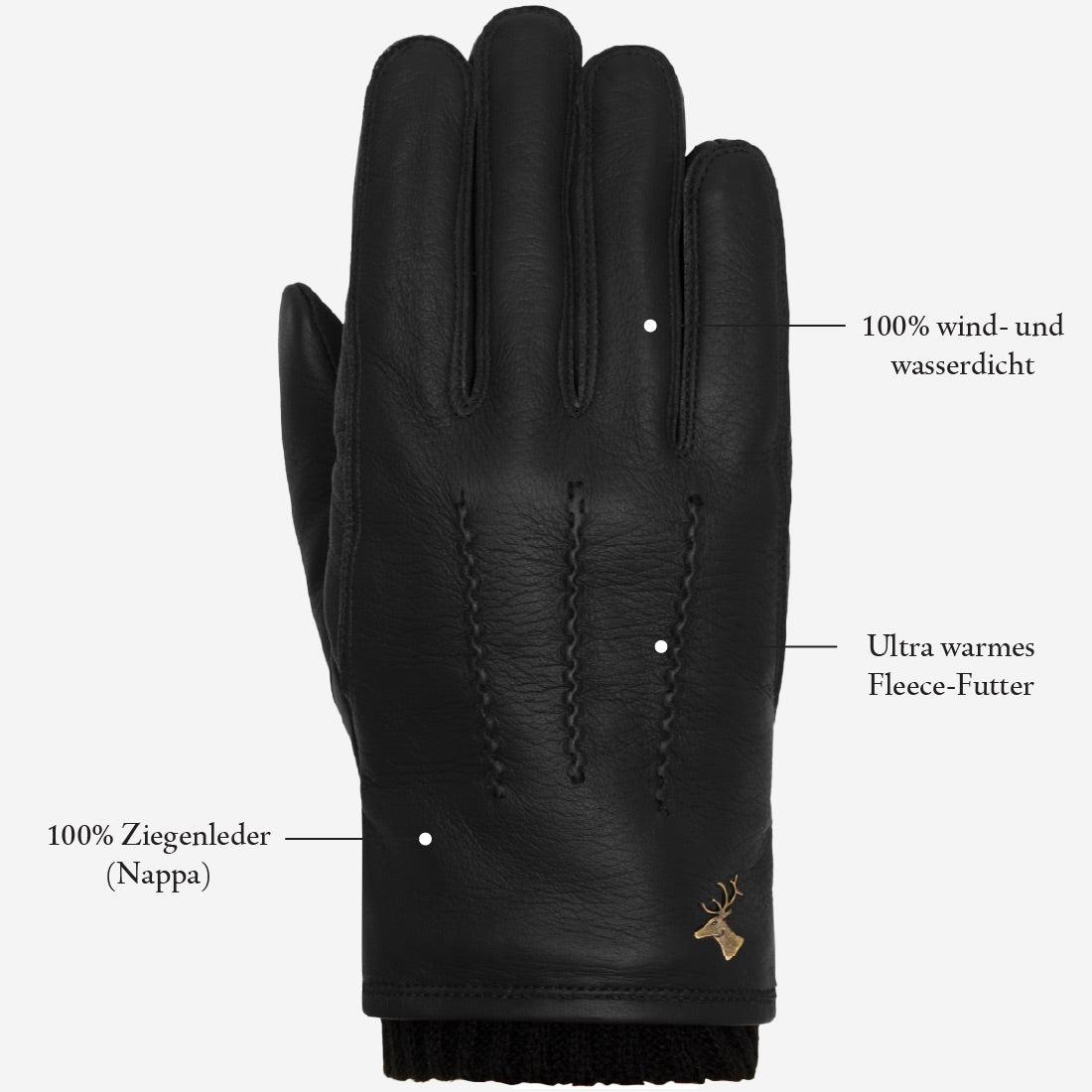 männer handschuhe warm Lederhandschuhe Herren Schwarz - Warm Gefüttert