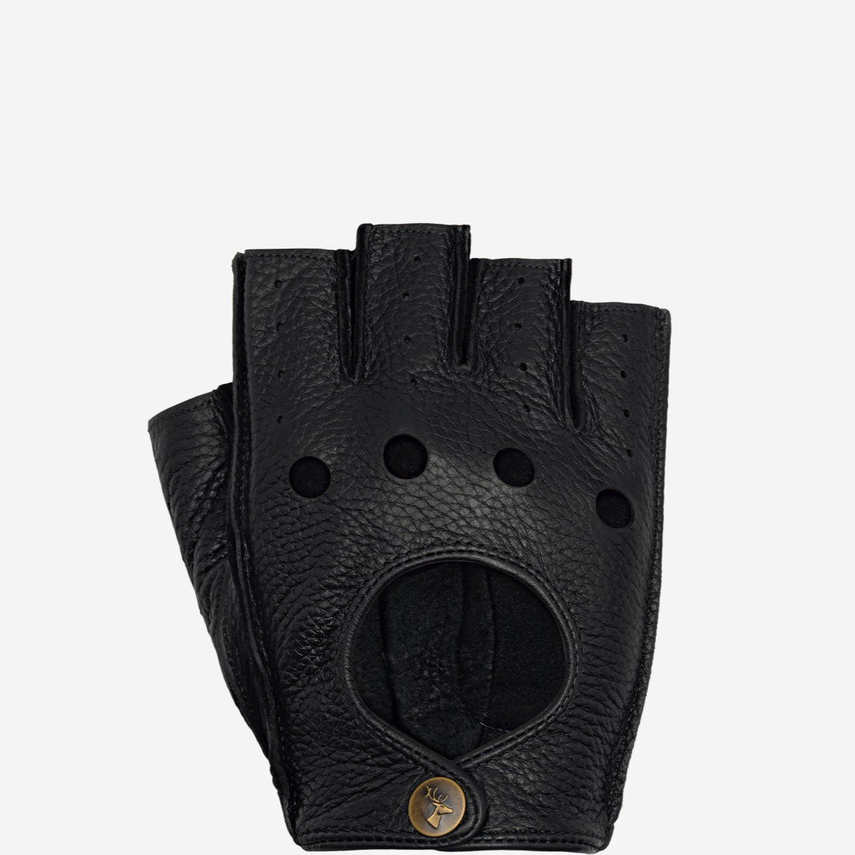 Zane (schwarz) – luxuriöse fingerlose Fahrhandschuhe aus amerikanischem Hirschleder  - Schwartz & von Halen DE - Premium Lederhandschuhe - 1