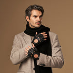 Zane (schwarz) – luxuriöse fingerlose Fahrhandschuhe aus amerikanischem Hirschleder  - Schwartz & von Halen DE - Premium Lederhandschuhe - 3