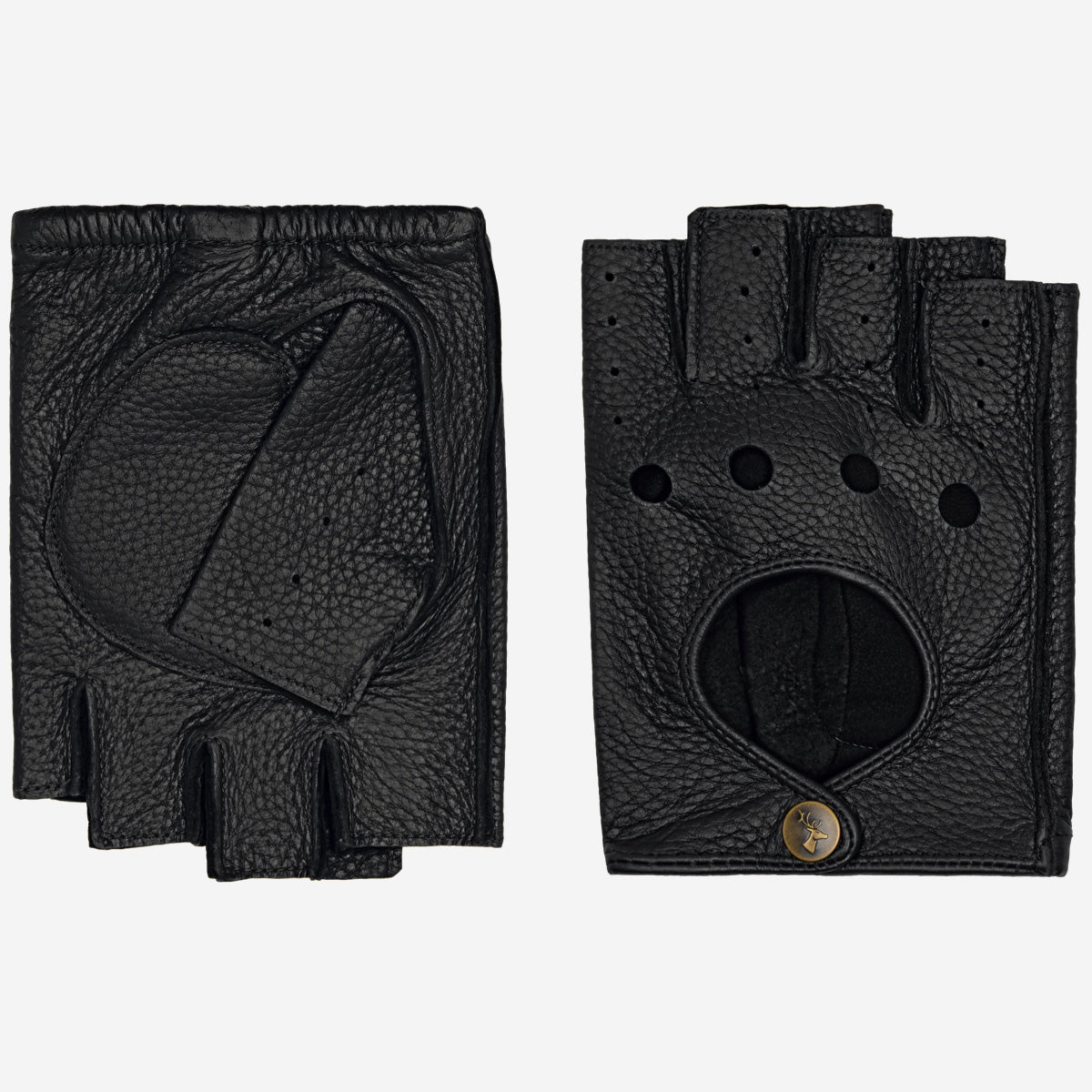 Robyn (schwarz) – luxuriöse fingerlose Fahrhandschuhe aus amerikanischem Hirschleder  - Schwartz & von Halen DE - Premium Lederhandschuhe - 2