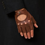 Zane (braun) – luxuriöse fingerlose Fahrhandschuhe aus amerikanischem Hirschleder  - Schwartz & von Halen DE - Premium Lederhandschuhe - 5